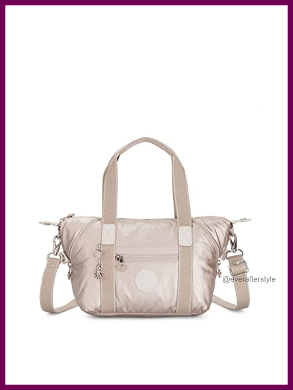 Kipling Art Mini Metallic Nylon Crossbody Tote Shoulder Bag